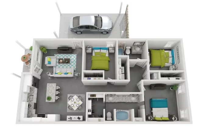 3 Bedroom 123 floor plan